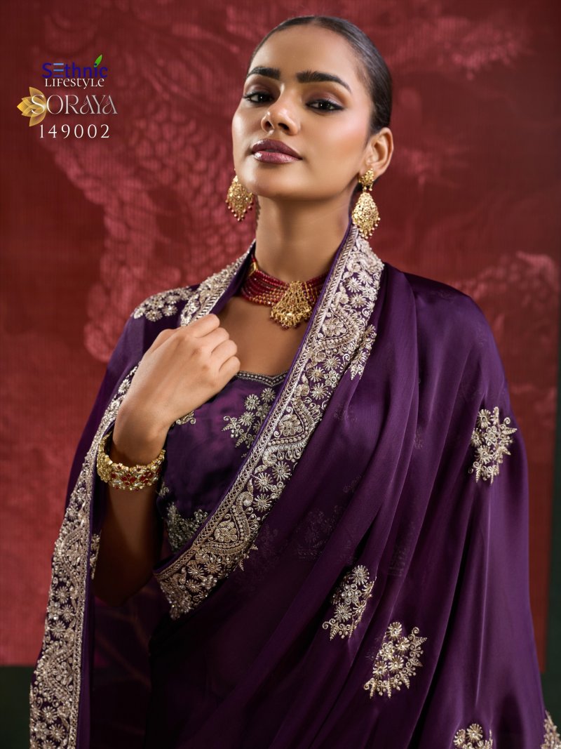 Soraya By Sethnic Satin Chiffon Designer Saree 